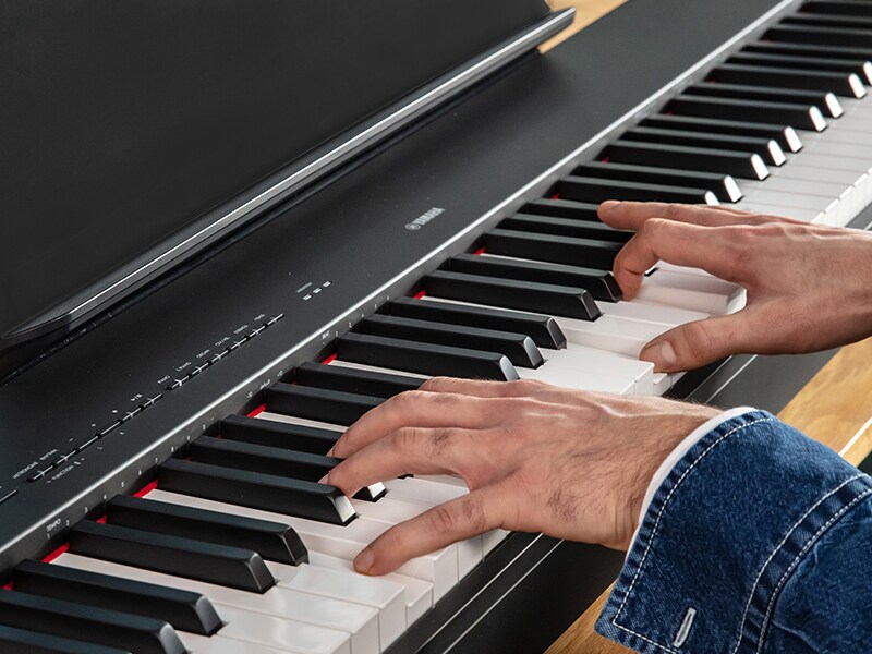 Closeup of person playing the keys