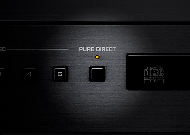 Closeup of pure direct button.