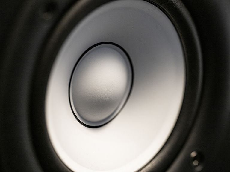 Closeup of the HS3 cone woofer.
