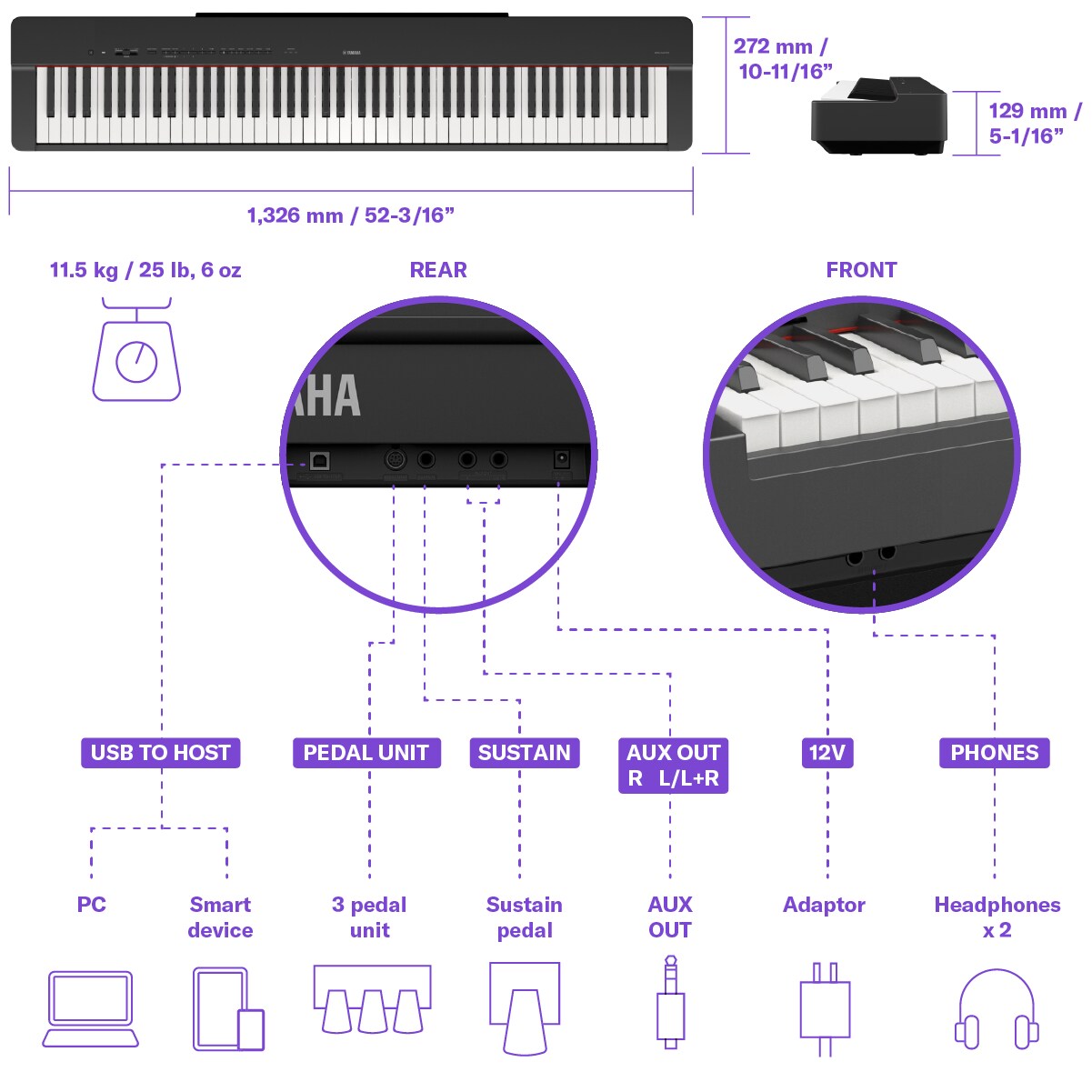 - Yamaha USA P-225 Piano Digital 88-Key Portable