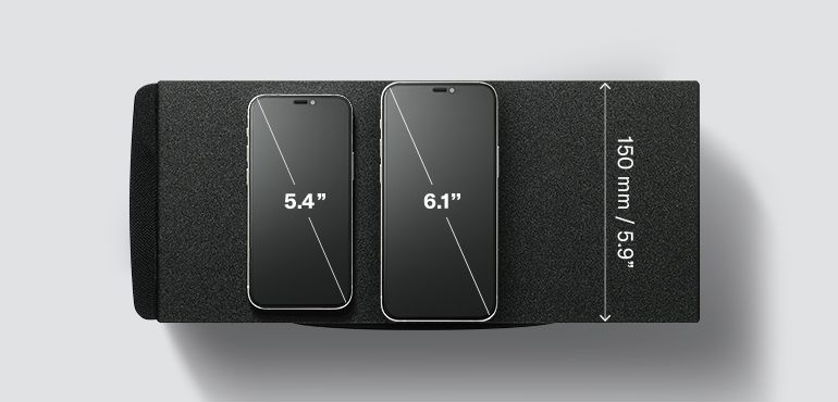 Subwoofer size comparison to smartphones.