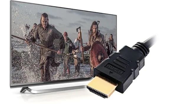 Image of TV and HDMI cable.