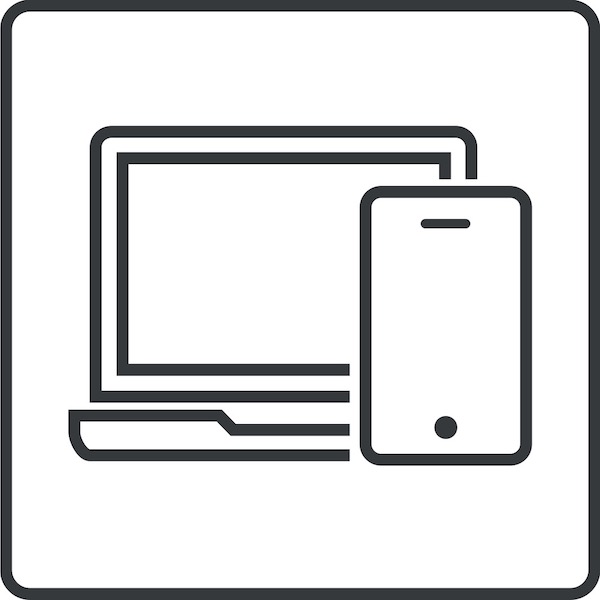Icon of a smartphone in front of a laptop.